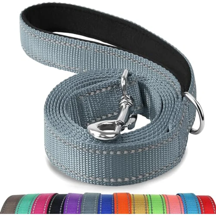 Joytale Hundeleine Doppelseitig Reflektierend für Kleine Hunde, Nylon mit Gepolstertem Griff, 1,8m x 2cm, Grau – Bild 1