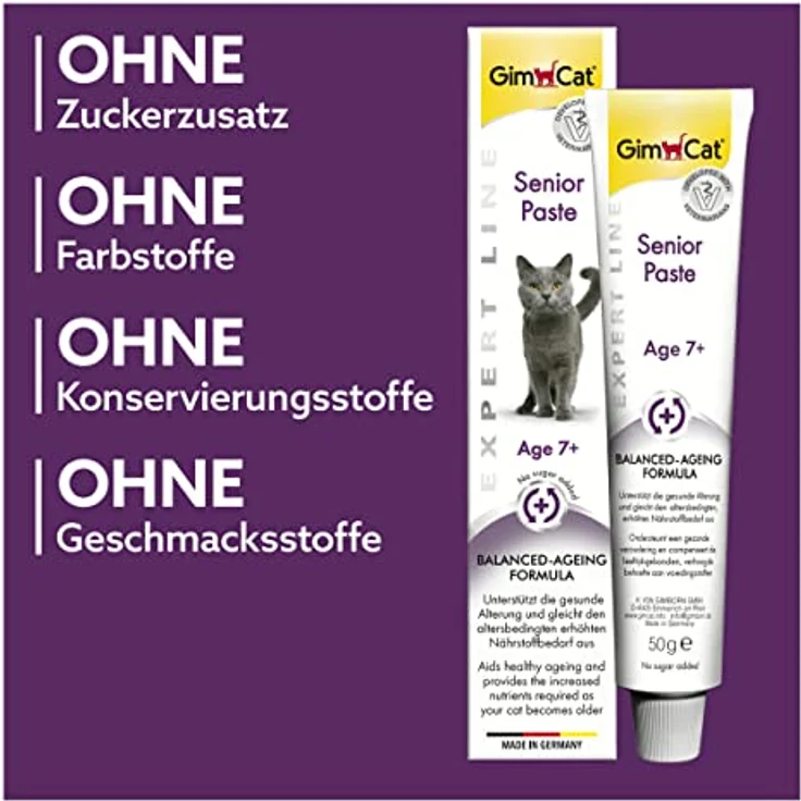 GimCat EXPERT LINE Senior Paste, funktionaler Katzensnack für gesunde Alterung ab 7 Jahren, 50g Tube – Bild 5