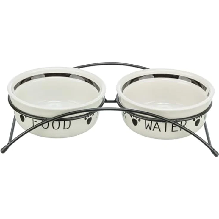 Trixie Napf-Set Eat on Feet weiß-schwarz 2 × 0,6 l/ø 15 cm – Bild 4