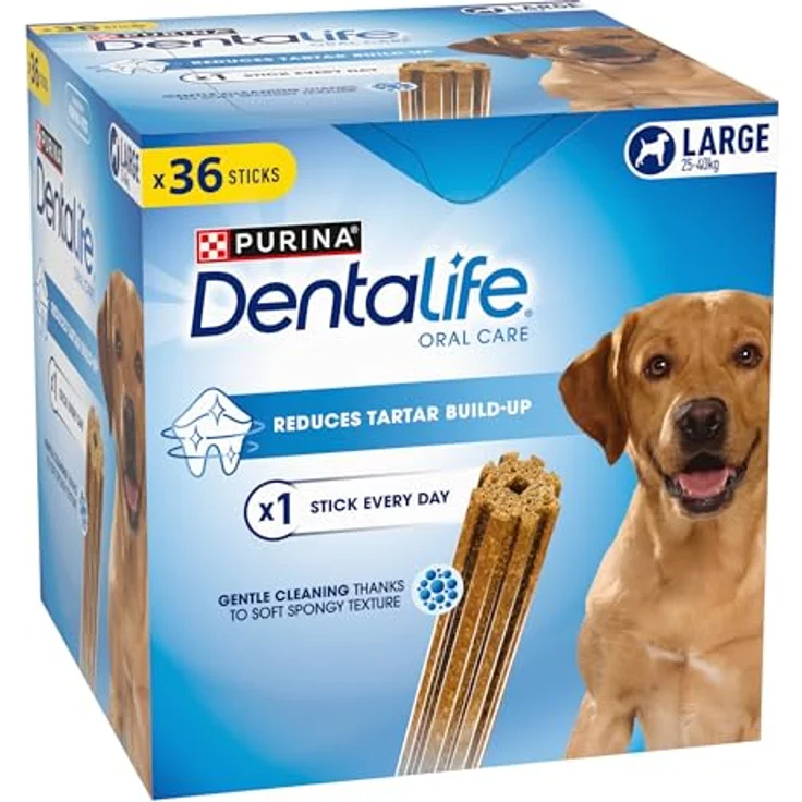 PURINA Dentalife Hunde-Zahnpflege-Snacks, Multipack Maxi, reduziert Zahnsteinbildung, 72 Stück, Hühnergeschmack – Bild 2