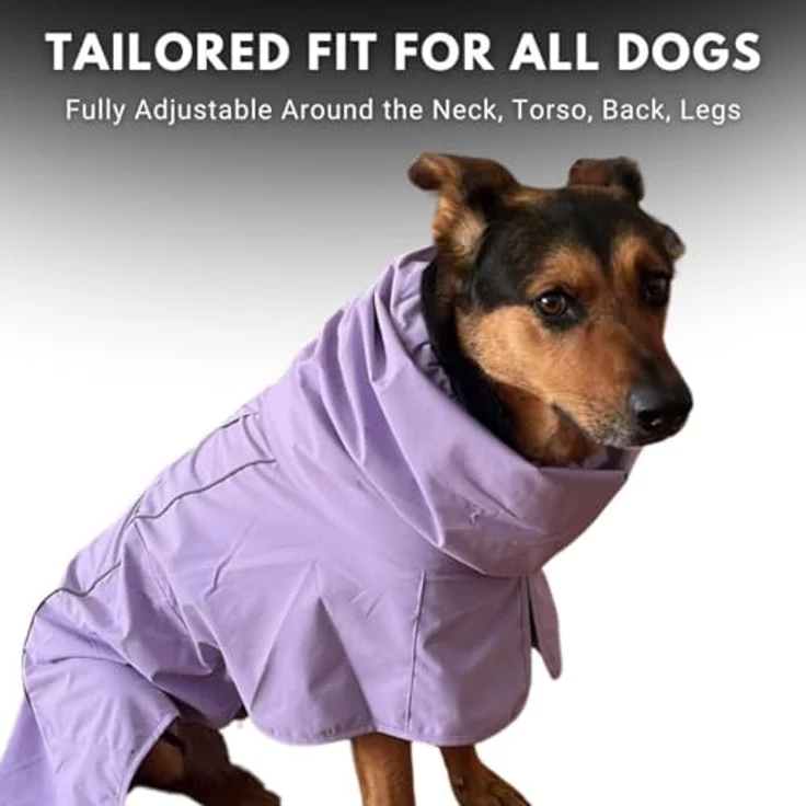 Spark Paws Hunderegenmantel XL, wasserdichte und winddichte Hunde-Regenjacke mit Ganzkörperabdeckung, reflektierend und atmungsaktiv, lila – Bild 5