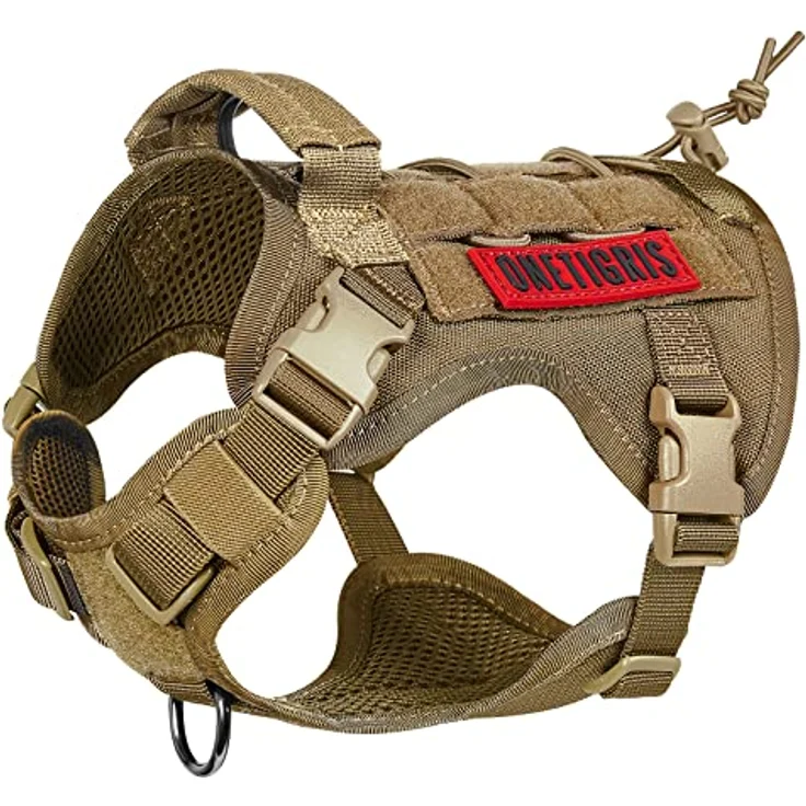 OneTigris Taktische Hundeweste, Service Hundegeschirr aus 1000D Nylon, MOLLE-kompatibel, Größe M, Braun – Bild 1