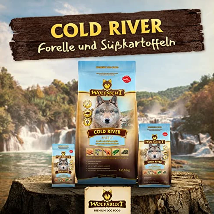 WOLFSBLUT Cold River Trockenfutter für Hunde Adult, 12,5 kg, getreidefreie Rezeptur mit Forelle und Süßkartoffeln, reich an Superfoods – Bild 4