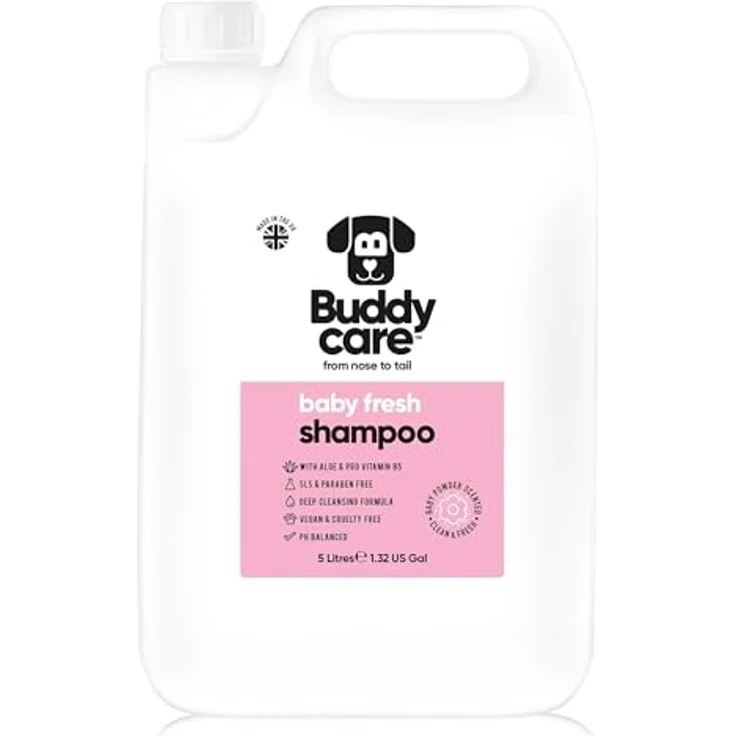 Buddycare Baby Fresh Dog Shampoo, 5L für Hunde ab 8 Wochen, mit Aloe Vera, Provitamin B5 und Babypuder-Duft – Bild 1