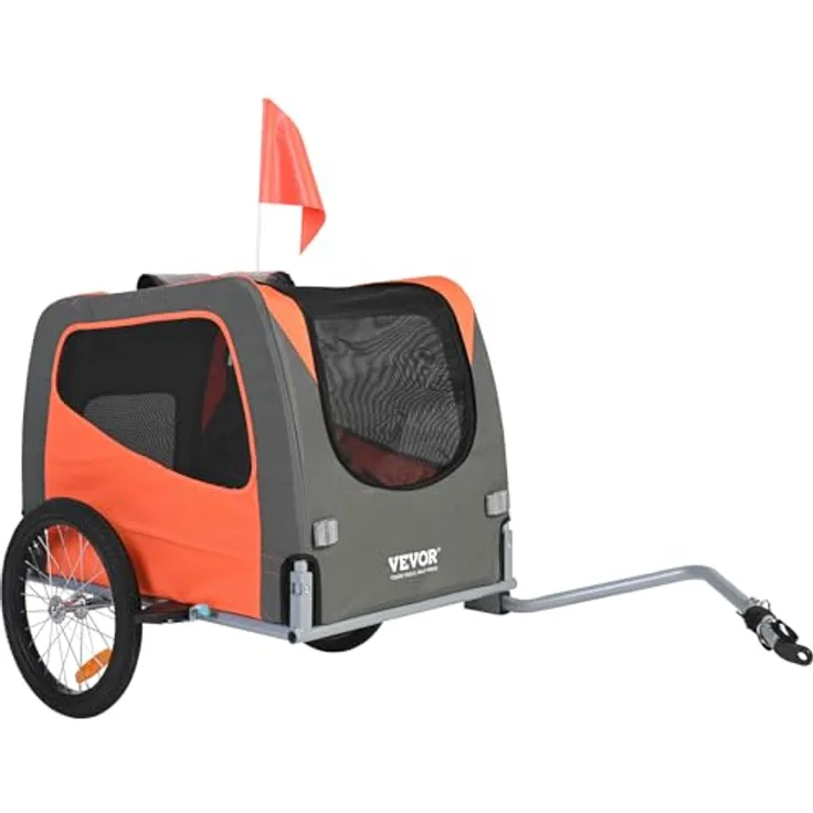 VEVOR Hundeanhänger 30 kg 2in1 Fahrradanhänger, faltbar, Kohlenstoffstahl + 600D Oxford-Gewebe, für Fahrrad und Kinderwagen, 1440 x 720 x 779 mm