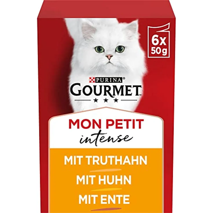 Gourmet Mon Petit Intense Katzenfutter nass, Geflügel-Variationen, 8er Pack mit 48 Portionen (8 x 6 Beutel à 50g) – Bild 1