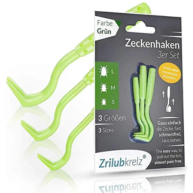 Zrilubkrelz® Zeckenzange Zeckenhaken, 3er Set aus Premium Hartplastik, sicherer und schneller Zeckenentferner für Hund, Katze, Pferd
