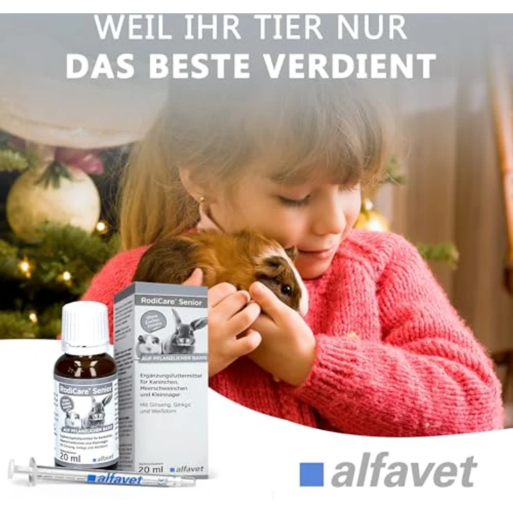 Alfavet Rodicare Senior, Ergänzungsfuttermittel für ältere Kaninchen, Meerschweinchen und Kleinnager, mit Ginseng, Ginkgo, Weißdorn, Zuckerfrei, Tonikum mit Dosierspritze, 20 ml – Bild 4