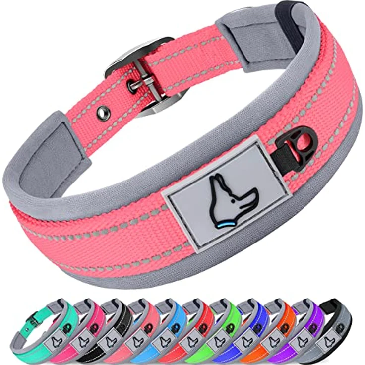 Joytale Neopren Hundehalsband gepolstert, reflektierend und langlebig für kleine Hunde, pink – Bild 1