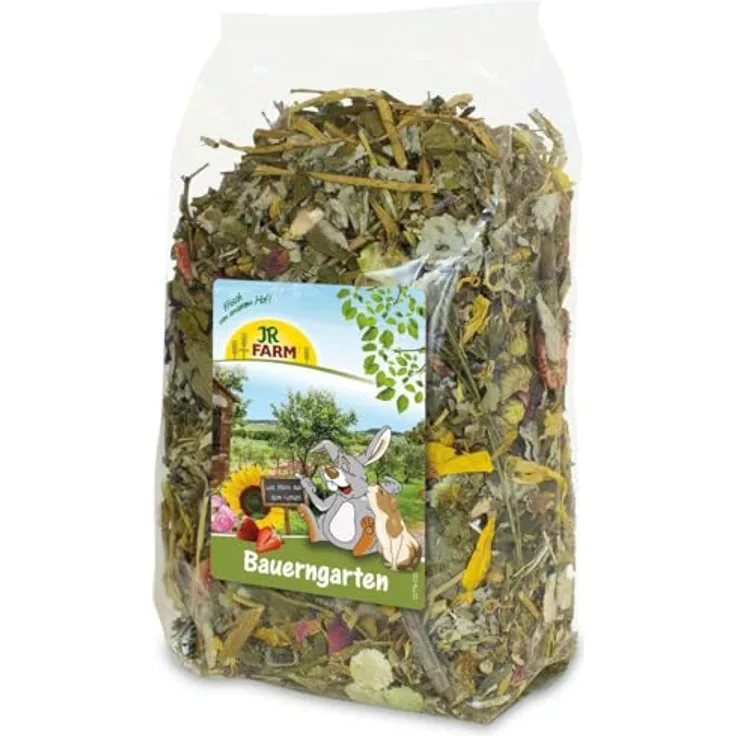 JR FARM Bauerngarten, Kleintierfutter mit Kräutern, Blüten und Erdbeeren, 150 g