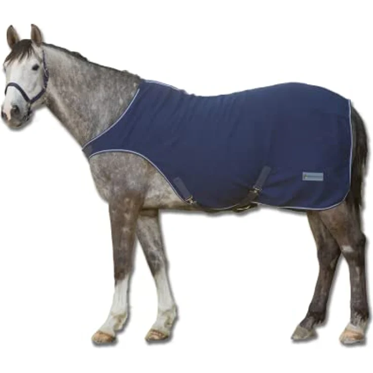 WALDHAUSEN Fleece-Führmaschinendecke Economic, Bewegungsfreiheit, Frontverschluss, Kreugurten, Schweifriemen, Größe 145 cm, nachtblau – Bild 1