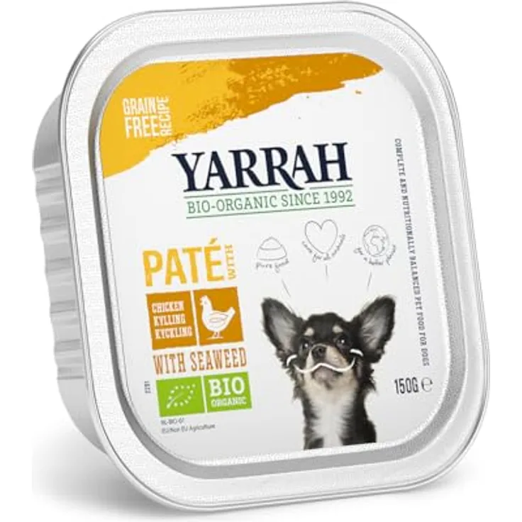 Yarrah Bio Hundeschale Pastete, getreidefrei mit Huhn und Seetang, 150 g