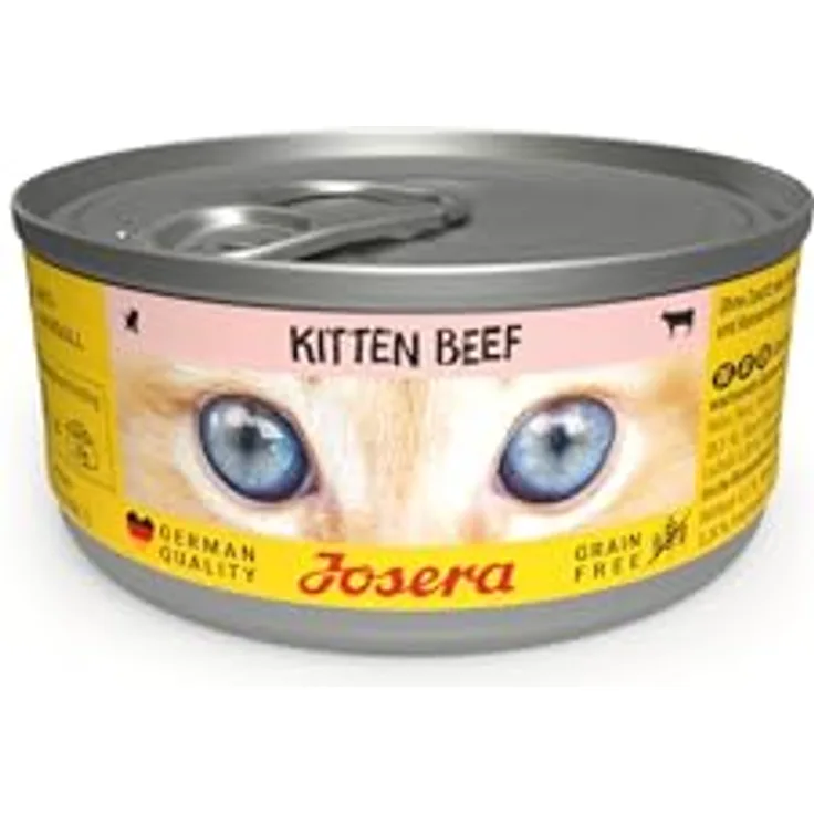 Josera Kitten Beef, Nassfutter für heranwachsende Katzen bis 1 Jahr mit 70% Rind und Huhn, 12x100 g