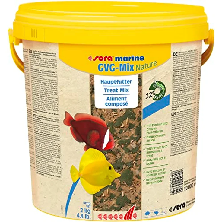 sera marine GVG-Mix Nature 10 L (2 kg), Meerwasser Hauptfutter für Fische, Flocken & getrocknete Futtertiere, hohe Verwertbarkeit, reduziert Algenbildung – Bild 1