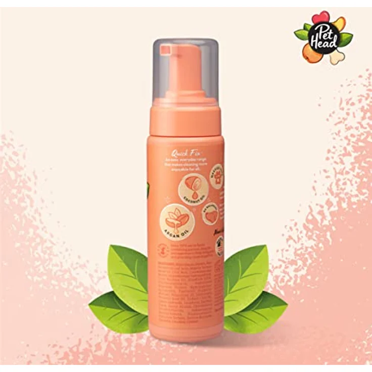 Pet Head Quick Fix Schaumshampoo ohne Ausspülen für Hunde, Pfirsichduft, sanfte Pflege mit natürlichen Ölen, 200ml – Bild 2