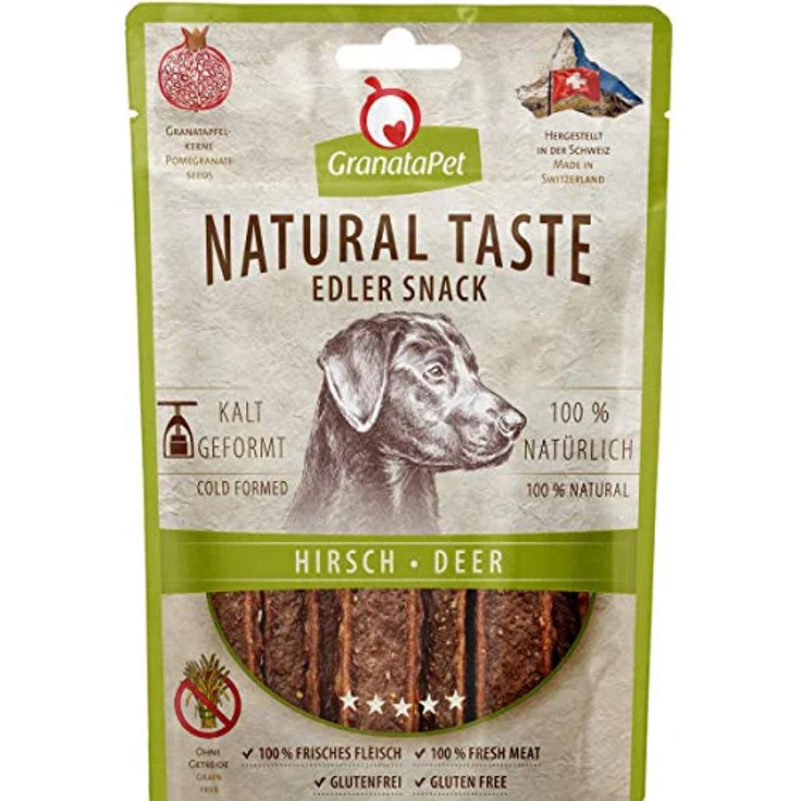 GranataPet Natural Taste Edler Snack Hirsch, Hundeleckerli ohne Getreide & Zuckerzusätze, 90 g, schmackhafte Zwischenmahlzeit für Hunde – Bild 1