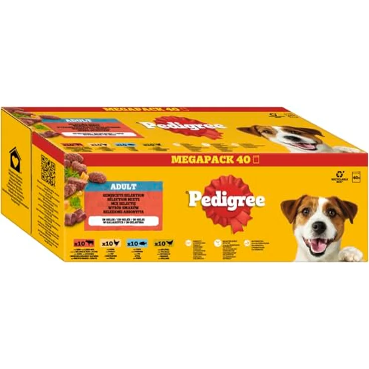 Pedigree DOGCARE Hundefutter Portionsbeutel Chunks in Gelee, Komplett & ausgewogen, 40 x 100g, ohne künstliche Zusatzstoffe, mit Vitamin E und Antioxidantien – Bild 1