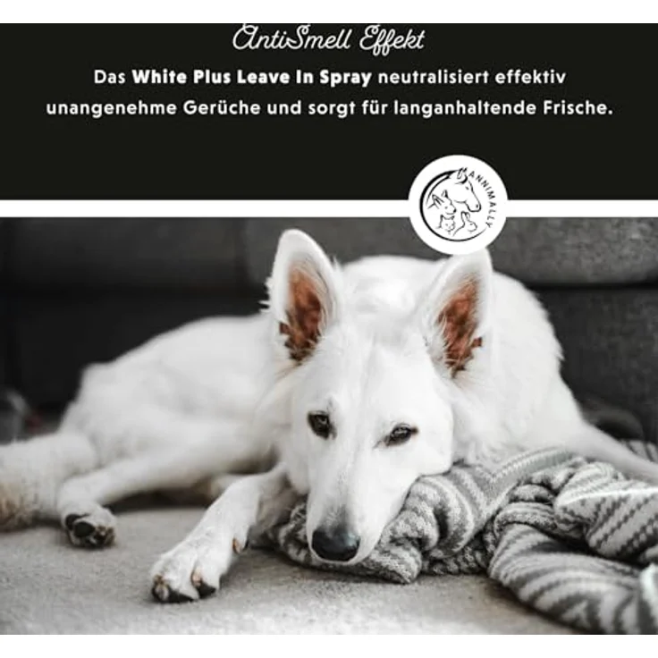 Annimally White Plus Leave-In Spray, Natürliche Kämmhilfe & Glanzspray mit Anti-Gelb Effekt, ph-neutrales Kämmspray für weiße Hunde, 500 ml – Bild 4