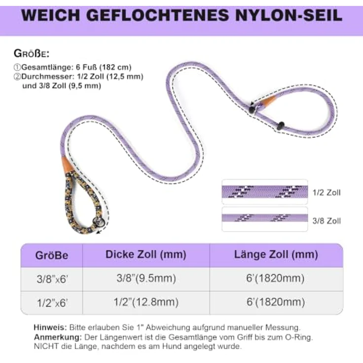 lynxking Hundeleine reflektierende 180cm Schleppleine mit Zugstop und gepolstertem Griff für Training und Gassi gehen, ideal für große und kleine Hunde – Bild 3