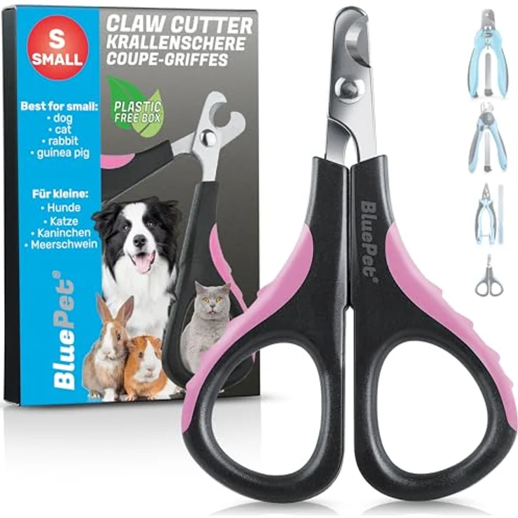 BluePet Mini Krallenschere für Katzen, Hunde, Kaninchen & Welpen, präzise Nagelschneider für schmerzfreies Krallenschneiden – Bild 1