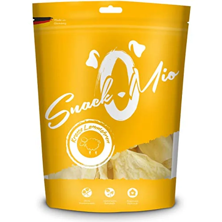 SnackOMio Premium Hundesnack, krosse Lammohren, getreidefrei, luftgetrocknet, 1 x 500g