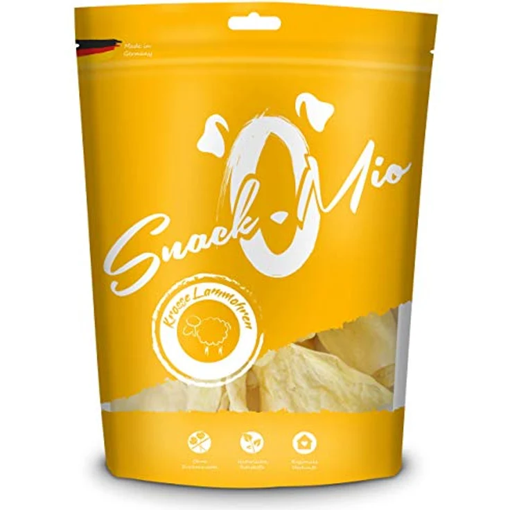 SnackOMio Premium Hundesnack, krosse Lammohren, getreidefrei, luftgetrocknet, 1 x 500g – Bild 1