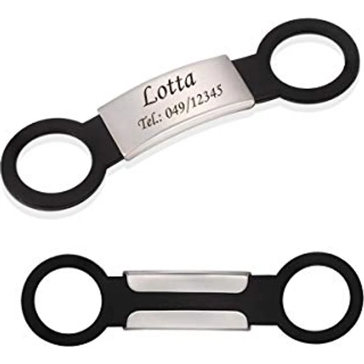 Gredstar Personalisierte Hundemarke, Schwarz, Größe S für Halsband 1,0-1,5 cm mit Gravur von Name und Telefonnummer – Bild 1