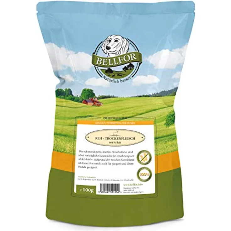 Bellfor Hundesnack Gesunder REH Trockenfleisch, ohne Zusätze und Geschmacksverstärker, 100 g