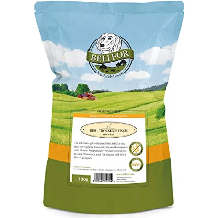 Bellfor Hundesnack Gesunder REH Trockenfleisch, ohne Zusätze und Geschmacksverstärker, 100 g – Bild 1