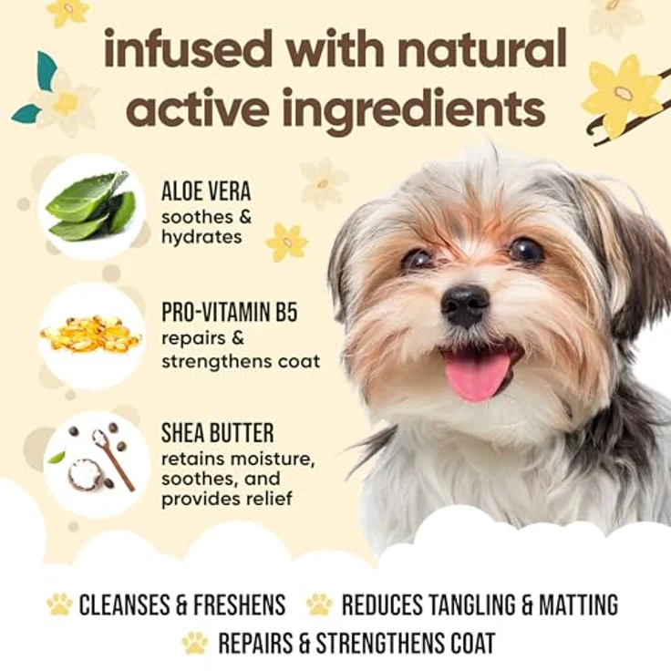 Buddycare Vanille- & Sheabutter-Hundeshampoo, feuchtigkeitsspendend mit Aloe Vera und Pro-Vitamin B5, 5L – Bild 3