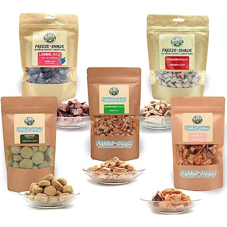 Bellfor Gefriergetrocknete Freeze-Snacks für Hunde, 250 g, kohlenhydratarm, ohne künstliche Zusatzstoffe, hohe Verträglichkeit, ideal für Hundetraining