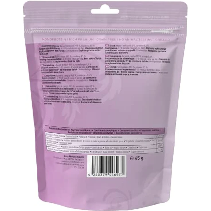 catz finefood Meatz Katzen Leckerlies Kaninchen N° 11 - gegrillte und getrocknete Fleischstreifen, 99,5% Fleischanteil, ohne Zucker und Getreide, 45g – Bild 2