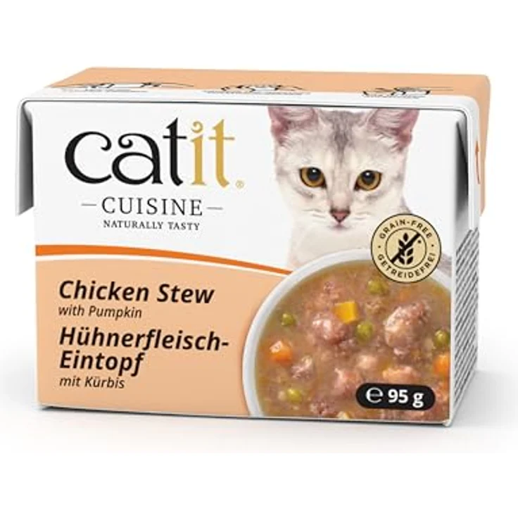 Catit Cuisine Premium Nassfutter für Katzen, Eintopf mit Hühnerfleisch und Kürbis, 95g, getreidefrei, hoher Fleischanteil, Ergänzungsfuttermittel – Bild 1