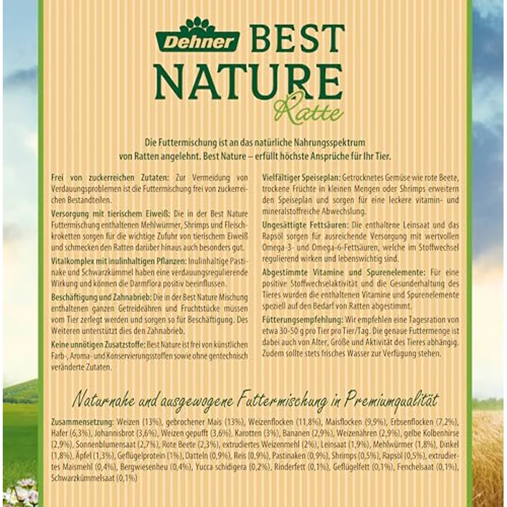 Dehner Best Nature Nagerfutter Adult, Rattenfutter mit 25+ Zutaten, 100% natürliche Zusammensetzung, 2 kg – Bild 2