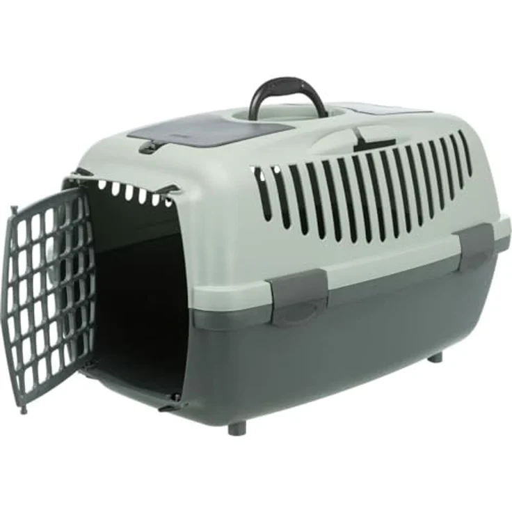 TRIXIE Hunde-Transportbox Trixie Be Transportbox Capri 1, mit Tragegriff, für Tiere bis zu 6 kg, anthrazit/grau-grün – Bild 2