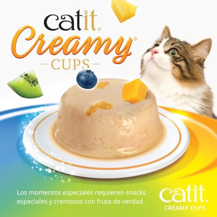 Catit Creamy Cups Mix-Pack, cremiges Mousse mit echten Fruchtstücken, 4x25g, getreidefrei – Bild 2