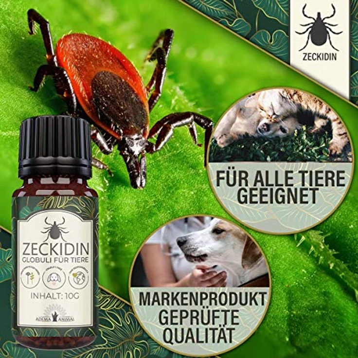 Adema Animal® Zeckidin Globuli, natürlicher Zeckenschutz für Hunde und Katzen, 100% pflanzlich – Bild 4