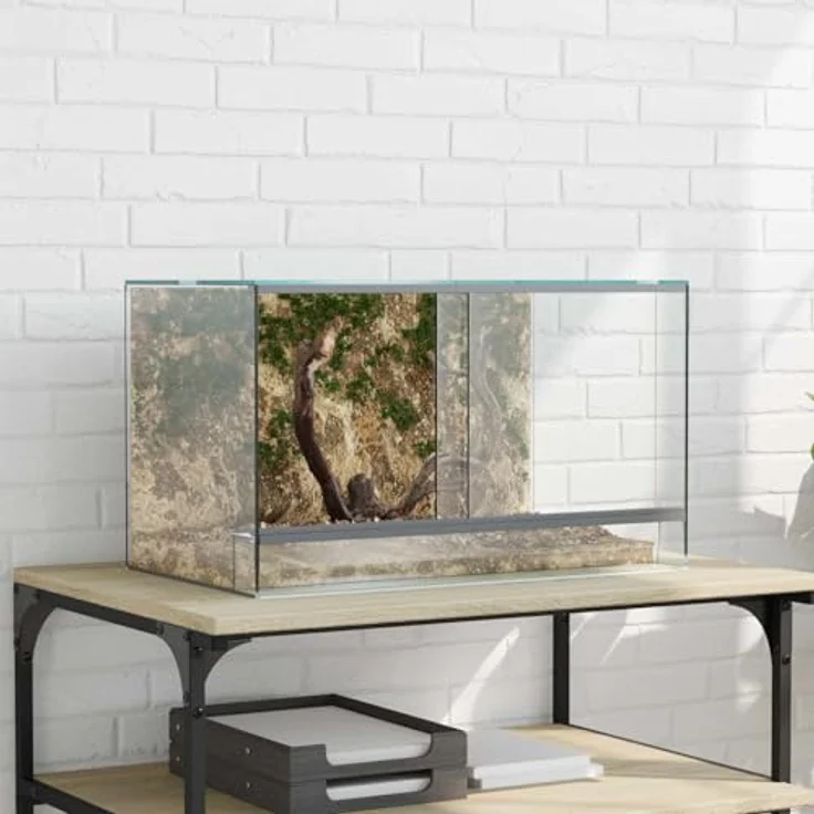 vidaXL Terrarium mit Speicher, Transparent, 50 x 30 x 30 cm, kratzfestes Glas, 360-Grad-Sicht, atmungsaktive Mesh-Panels – Bild 2