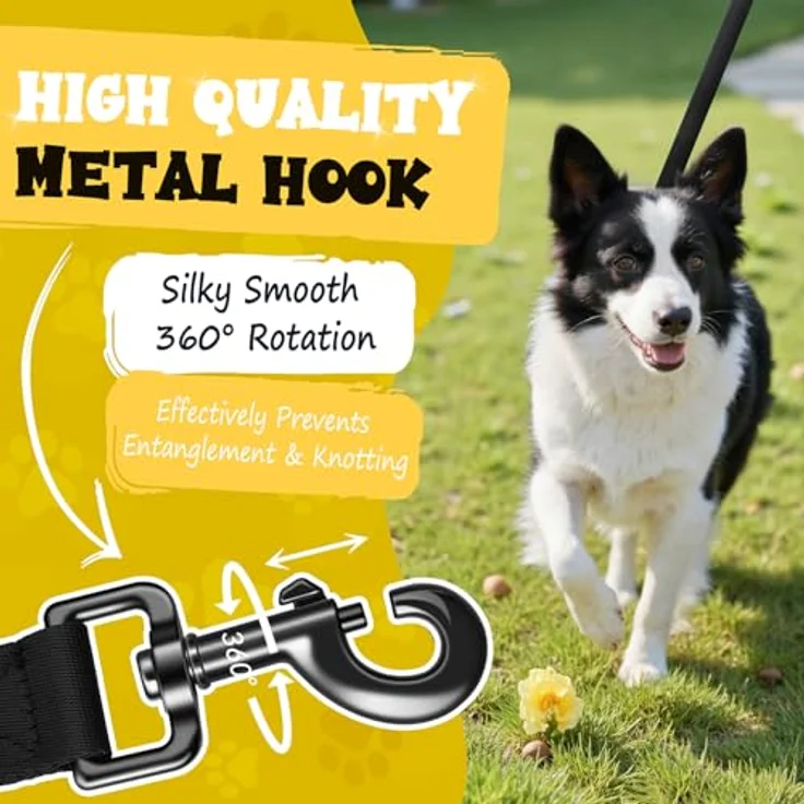 Looxmeer Schleppleine für Hunde, 3m bis 30m, reißfeste Trainingsleine mit 360° drehbarem Karabiner und ergonomischem Griff, ideal für große und kleine Hunde, inklusive gratis Aufbewahrungstasche – Bild 4