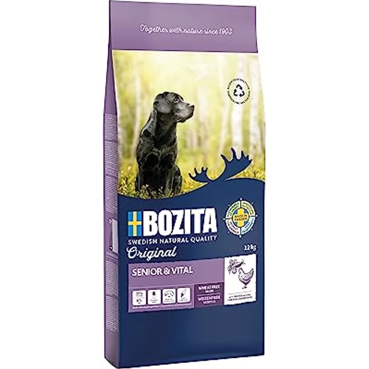 Bozita Hundefutter Original Adult Senior Huhn, 12 kg weizenfreies Trockenfutter für ältere Hunde, hochwertige Ernährung für Vitalität und Wohlbefinden – Bild 1