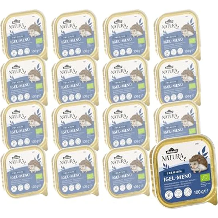 Dehner Natura Igel-Menü, artgerechtes Nassfutter für Igel, proteinreich, 16 x 100 g – Bild 1