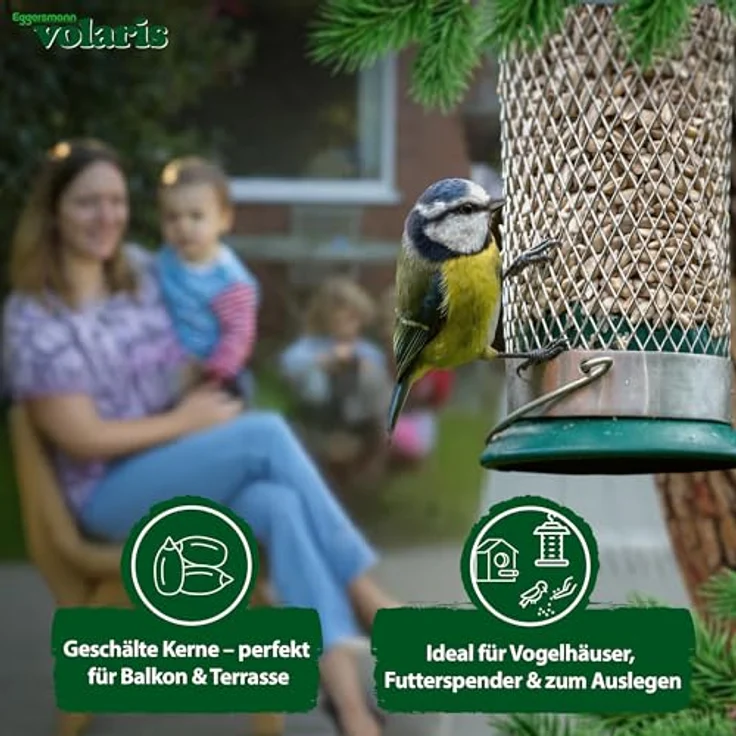 Eggersmann volaris Sonnenblumenkerne Vogelfutter, 2,5kg geschält für alle Vogelarten, ganzjährig verwendbar, Made in Germany – Bild 4