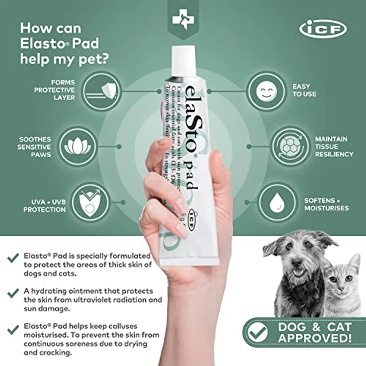 ICF Elasticopad POM, Hunde-Juckreizmittel für trockene und rissige Haut, 75ml, schützende Hautsalbe mit Sonnen- und Pfotenschutz – Bild 3