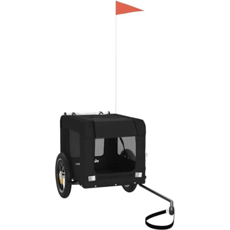 vidaXL Hunde-Transportbox Fahrradanhänger Hunde Schwarz Oxford-Gewebe Eisen, Robuster Rahmen & Komfortables Design, Schwarz – Bild 7