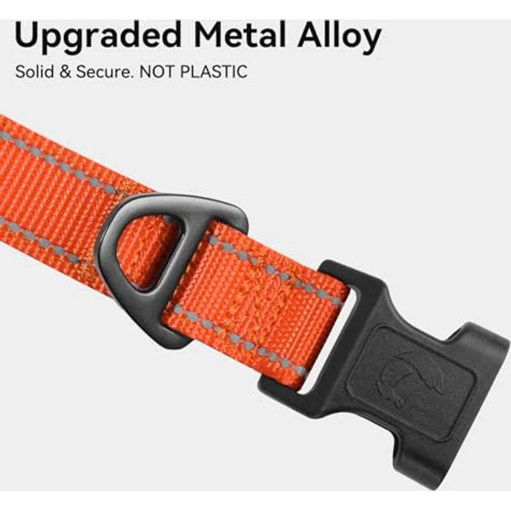 Joytale Gepolstertes Hundehalsband aus Neopren Nylon, Verstellbar für Große Hunde, Reflektierend, L, Orange – Bild 3