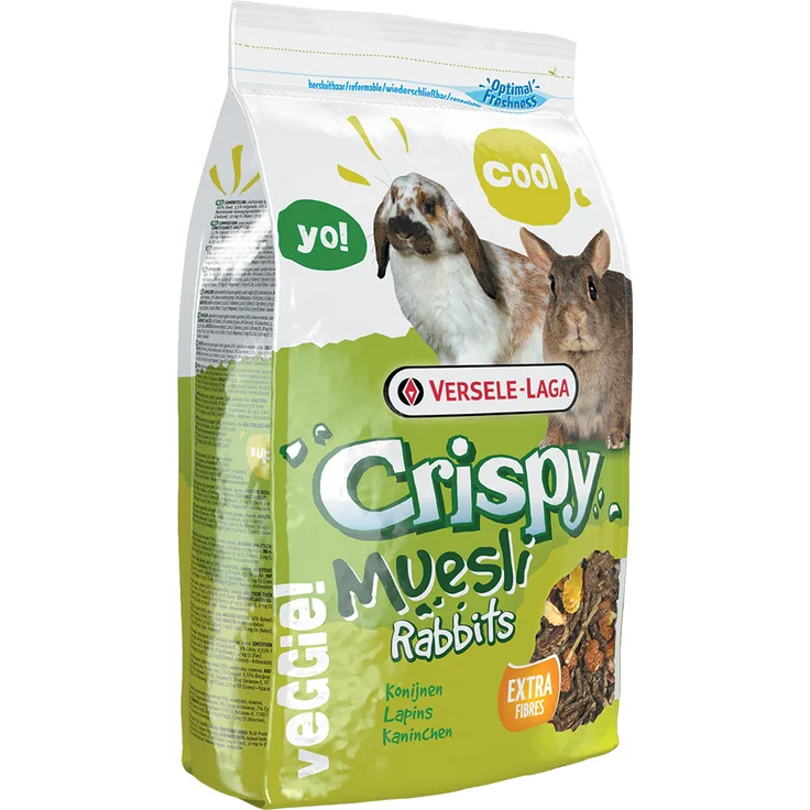 Versele-Laga Crispy Müsli Kaninchen, 2 x 2,75 kg, ausgewogenes Kleintierfutter ohne Getreide mit hochwertigen Kräutern und Gemüse