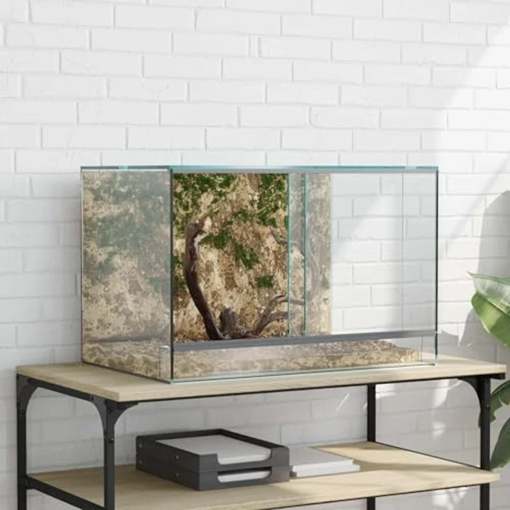 vidaXL Terrarium Transparent 60 x 40 x 40 cm, 360-Grad-Sicht, kratzfestes Glas, für Reptilien und Amphibien – Bild 2