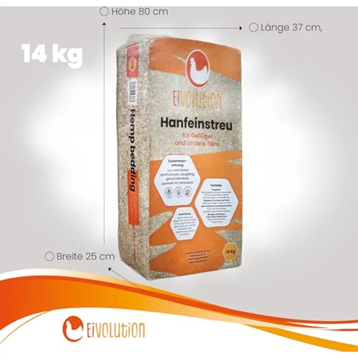 eivolution Hanfeinstreu 14 KG - Extreme Saugkraft & Geruchsbindung für Hühner, Pferde & Nager - Staubarm, Umweltfreundlich & Kompostierbar – Bild 3