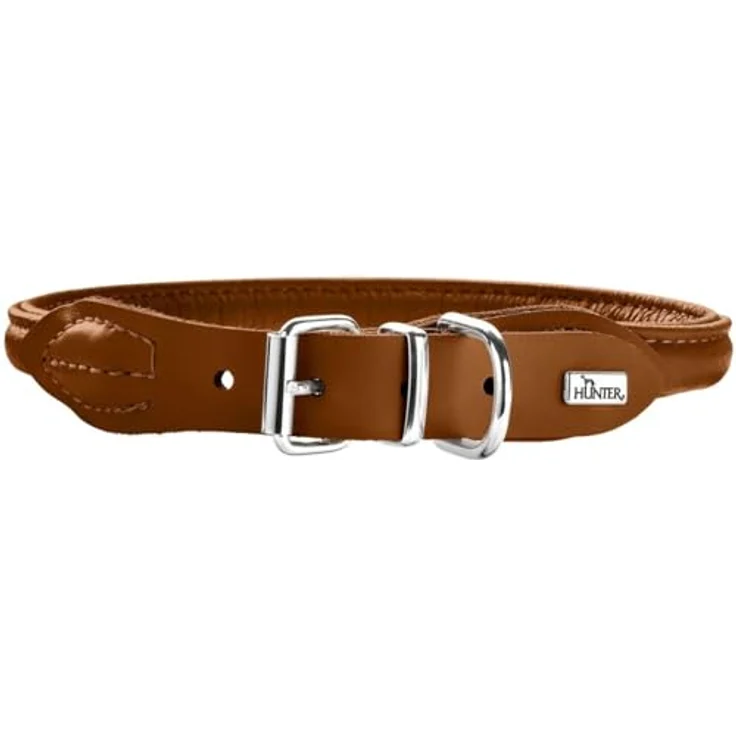 Hunter Hunde-Halsband Round & Soft Elch-Leder cognac M-L – Bild 2