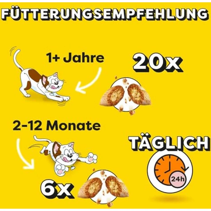 Dreamies Katzensnacks, Variety Snack Box 12x60g mit Huhn, Käse und Lachs, traumhaft knusprige Leckerlies mit zarter Füllung, 2 kcal pro Stück – Bild 4
